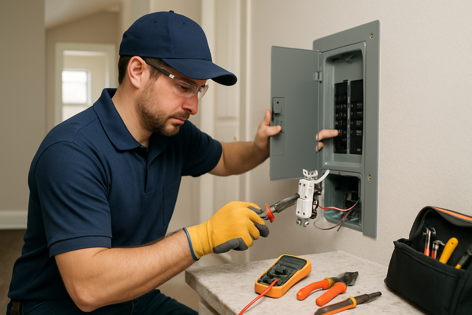Editorial illustration depicting 24 hrs electrician near me
